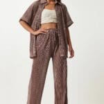 Women's Pleated Shirt and Trousers Set