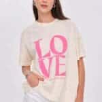 Crew Neck Love Printed Women's