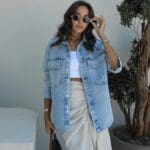 Light Blue Stone Snap Denim Jacket