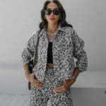 Leopard Patterned Denim Jacket