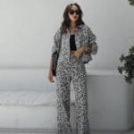 Leopard Pattern Straight Jeans