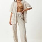 Women's Pleated Shirt and Trousers Set