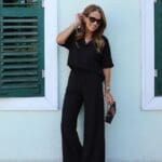 Double Sleeve Collar Detail Blouse Trousers Set