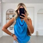 FLOATED BLOUSE WITH TURNED COLLAR