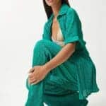 Women's Pleated Shirt and Trousers Set