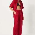 Women's Pleated Shirt and Trousers Set