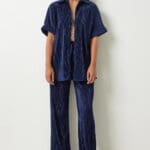 Women's Pleated Shirt and Trousers Set