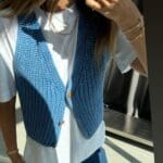 Knitted Buttoned Knitwear Vest Blue
