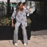 Short Front Long Back Heart Embroidered Shirt