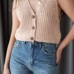 Knitted Buttoned Knitwear Vest Biege