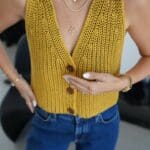 Knitted Buttoned Knitwear Vest Yellow