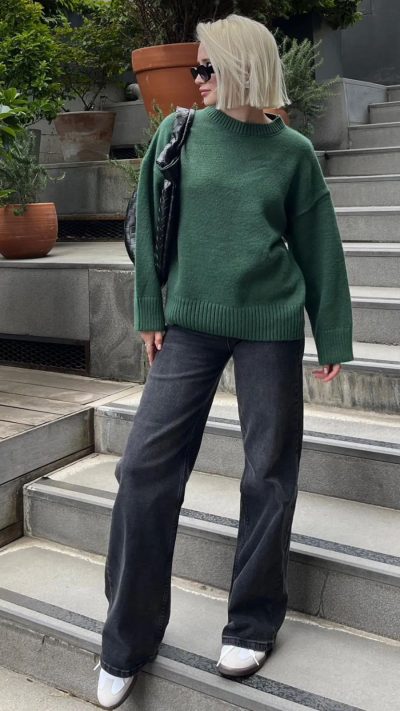 Dark Green Chic Sweater