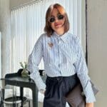 Blue Striped Heart-cut Stone Shirt