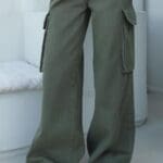 Cargo Pocket Wide Legs Pants Green