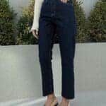 Dark Navy Blue Cut-Ankle Jeans