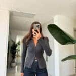 Ribbed Buttoned Sweater Gray