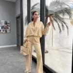 Beige Comfort Fit Tracksuit Set