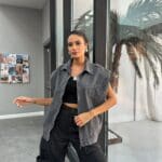 Anthracite Zippered Padded Denim Vest