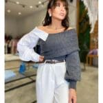 Grey Cheria Design Sweater