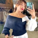 Dark Blue Cheria Design Sweater