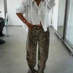Leopard Pattern Balloon Jeans