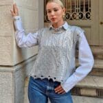 Metallic Knit Ripped Detail Women's Knitwear Sweater