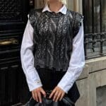 Black Metallic Knit Ripped Detail Women's Knitwear Sweater