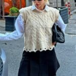 Beige Metallic Knit Ripped Detail Women's Knitwear Sweater