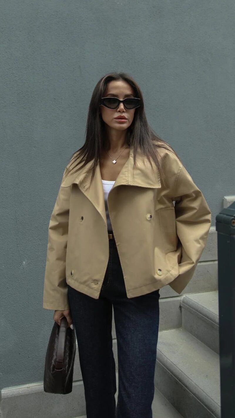 Double Breasted Short Trench Coat