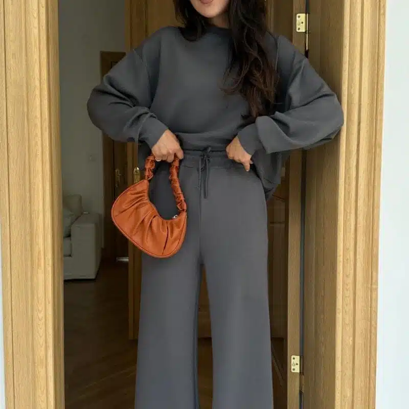 Smoke Oversize Long Sleeve Sweat Pants Set