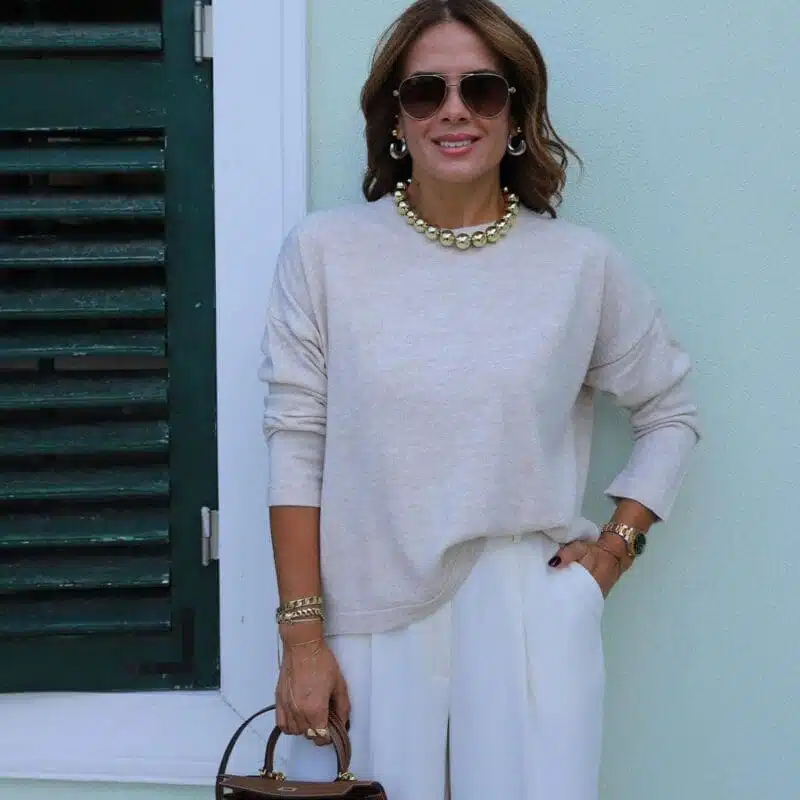 Beige Glittery Knitwear
