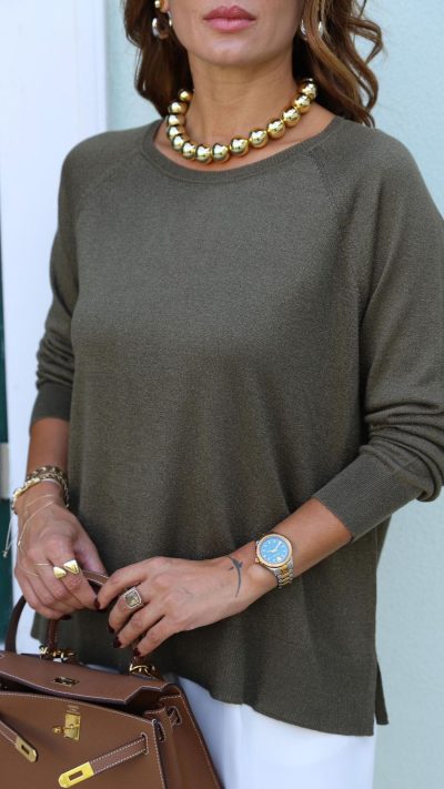 Olive Green Glittery Knitwear