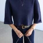 Double Sleeve Crop Sweater Navy