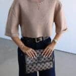 Double Sleeve Crop Sweater Beige