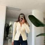 Ribbed Buttoned Sweater Beige