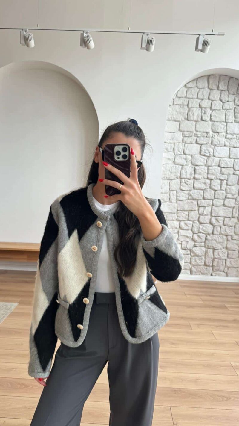 Gray Patterned Cardigan