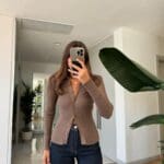 Ribbed Buttoned Sweater Brown