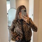 Camel Black Leopard Patterned Cardigan