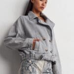 Buttoned Denim Coat-Grey