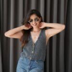 Knitted Buttoned Knitwear Vest Gray