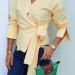 Side Draped Tie Detail Shirt Yellow