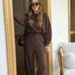 Basic Brand Model Sweat Set Brown