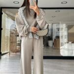 Basic Brand Model Sweat Set Beige