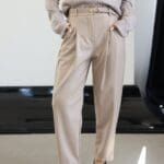 Beige Luxe Leather Trousers