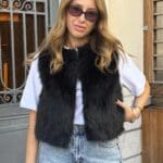 Black Snowfall Fur Vest
