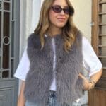 Gray Snowfall Fur Vest