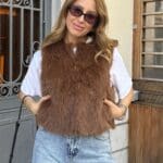 Brown Snowfall Fur Vest