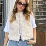 Beige Snowfall Fur Vest
