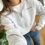Gray Twisted Short Zippered Sweater