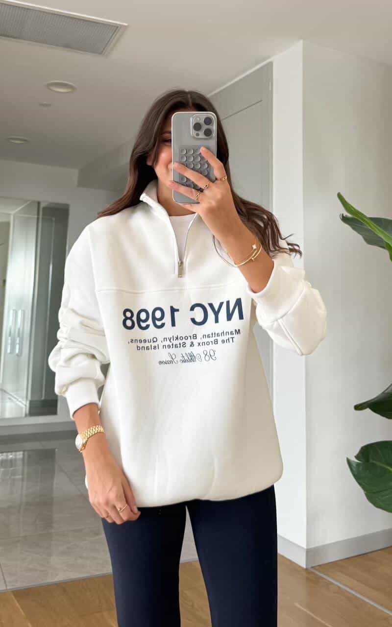 Ecru NYC Printed Zippered Sweater